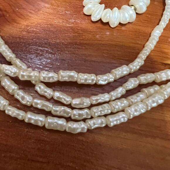 Vintage Necklaces Freshwater Rice Pearl Multi Strand Long Layered Lobster Clasp - Picture 9 of 12